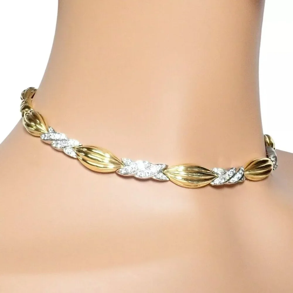 Authentic! Tiffany & Co 18k Yellow + White Gold 4ct Diamond Candy Necklace